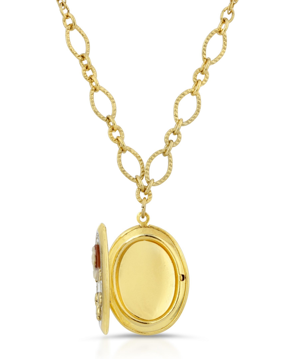 Shop 2028 Carnelian Cameo With Flowers Oval Locket Necklace In Red