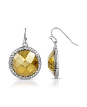 image of 2028 Silver-Tone Gold-Tone Stone Round Euro Earrings