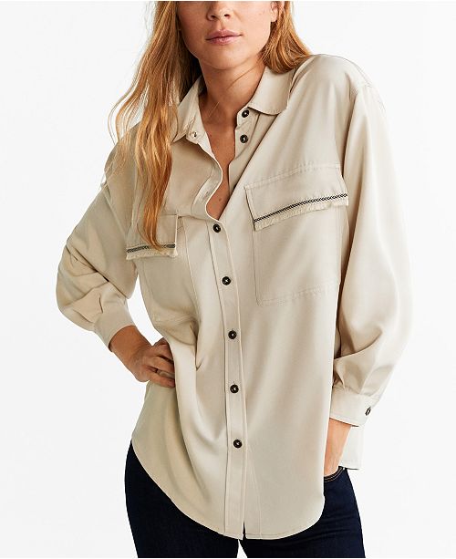 Mango Fringe Detail Shirt Reviews Women Macy S