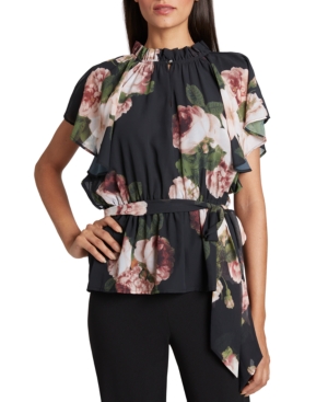 image of Tahari Asl Chiffon Floral Top