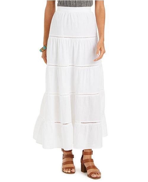 Style & Co Tiered Cotton Maxi Skirt, Created for Macy's & Reviews ...