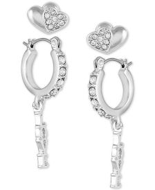 Silver-Tone 2-Pc. Set Crystal Love Earrings