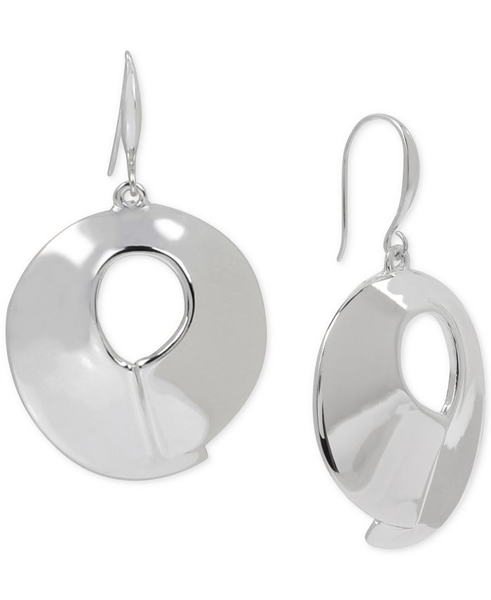 Robert Lee Morris Soho Silver Tone Sculptural Open Disc Drop
