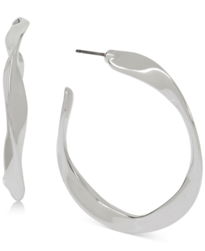 image of Robert Lee Morris Soho Silver-Tone Medium Sculptural Open Hoop Earrings, 1.7