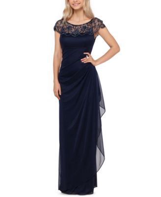 macy's navy blue long dress