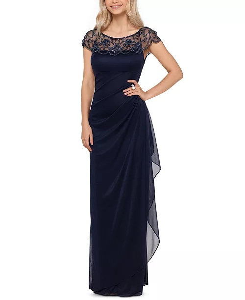 embellished-neck gown