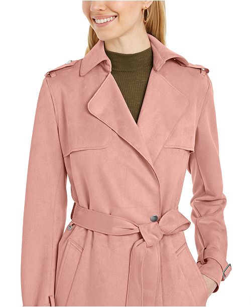 Tahari FauxSuede Belted Trench Coat & Reviews Coats Women Macy's