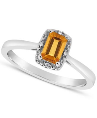 Gemstone and Diamond Accent Ring in Sterling Silver