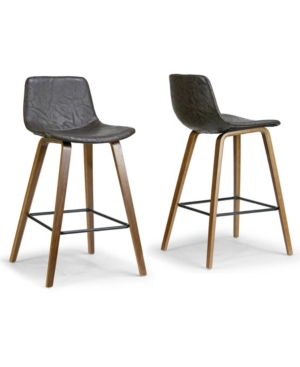 Glamour Home Set Of 2 Alyn Modern Barstool With Finish Plywood Legs And Metal Footrest In Brown