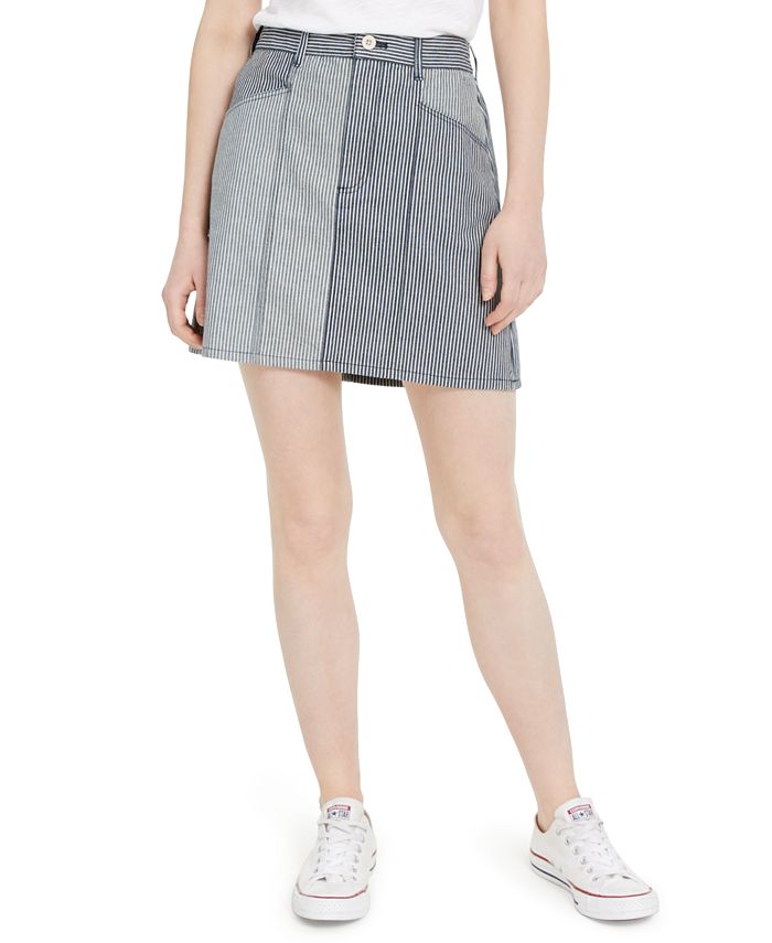 French Connection Zina Cotton Colorblocked Striped Denim Skirt - Macy's