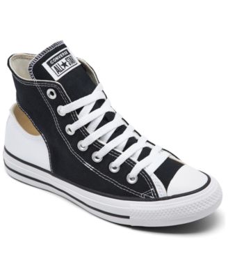 white high top converse with black line