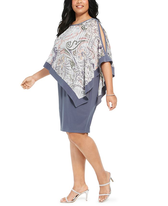 R&M Richards Plus Size Beaded Chiffon Jacket Dress Vestito