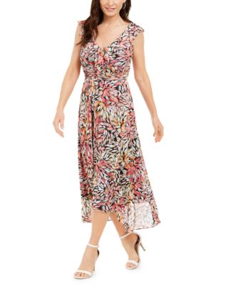 R & M Richards - Petite Floral-Print Mesh Maxi Dress