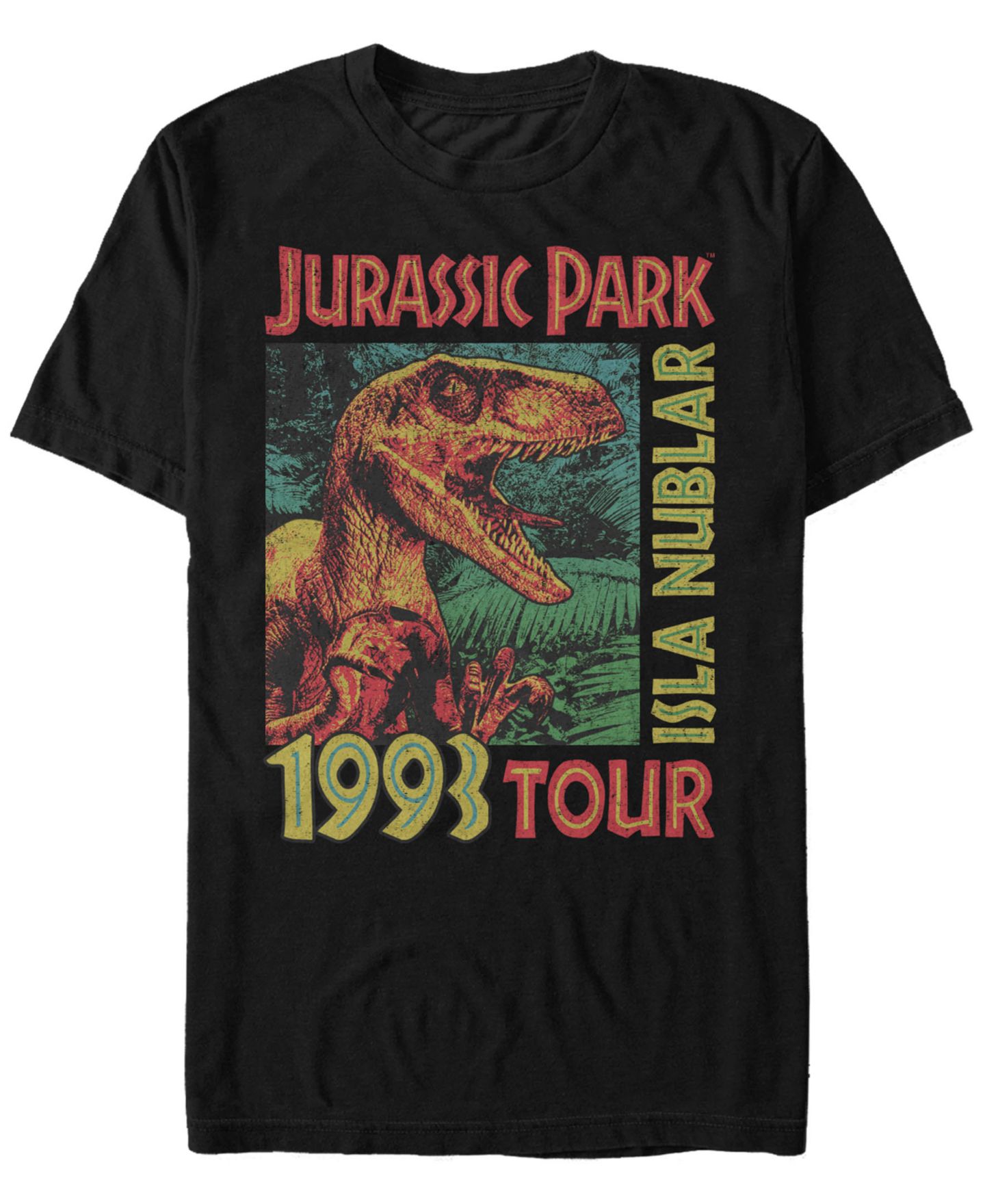 Мужская футболка Fifth Sun Jurassic Park Isla Nublar 1993 Tour Poster Short Sleeve, цвет: Чёрный — фото 1