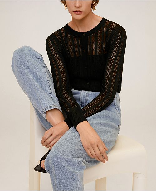 Mckenzie Hollow-out Openwork Knit Cardigan