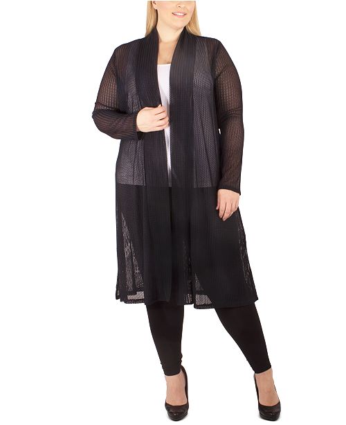 Ny Collection Plus Size Semi Sheer Duster Cardigan Reviews Sweaters Plus Sizes Macy S