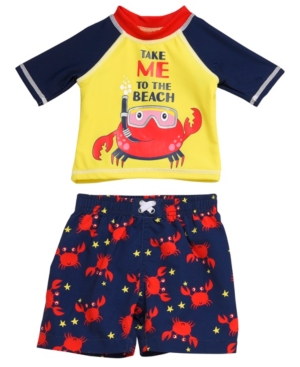 image of Wetsuit Club Infant Boys 2 Piece Rashguard Set Featuring A Snorkeling Crab Design