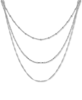 Silver Plated Multi-Chain 18" Layered Statement Necklace