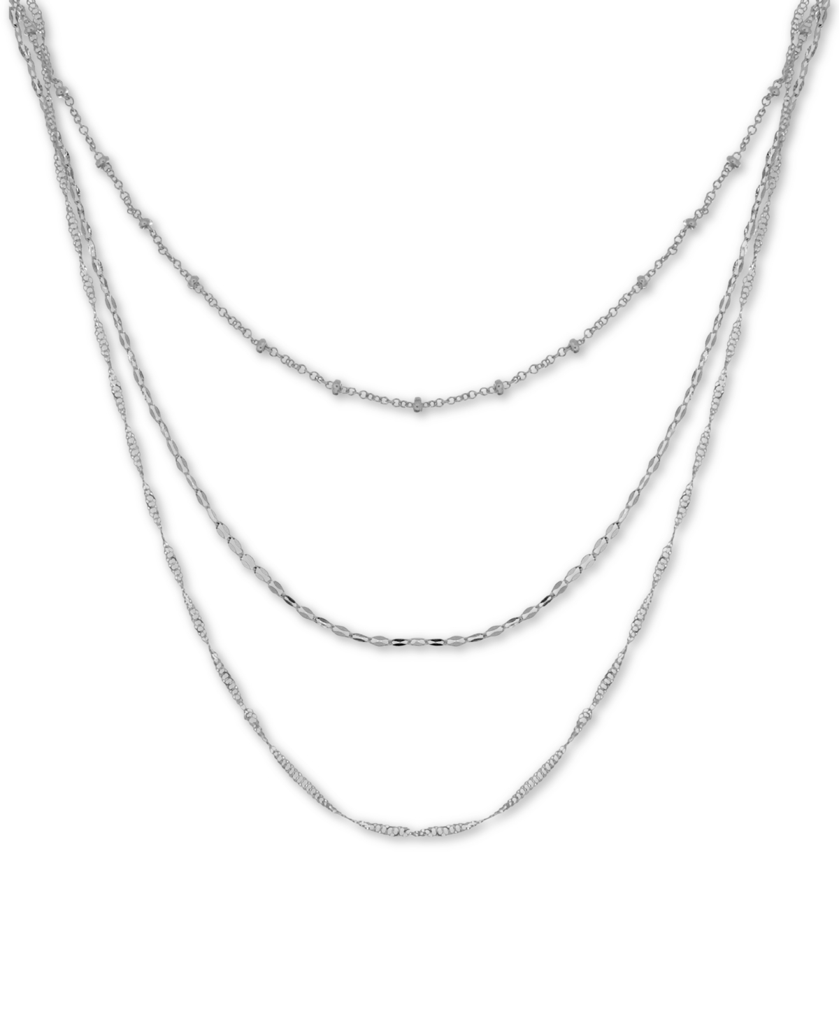 Silver Plated Multi-Chain 18" Layered Statement Necklace - Silver
