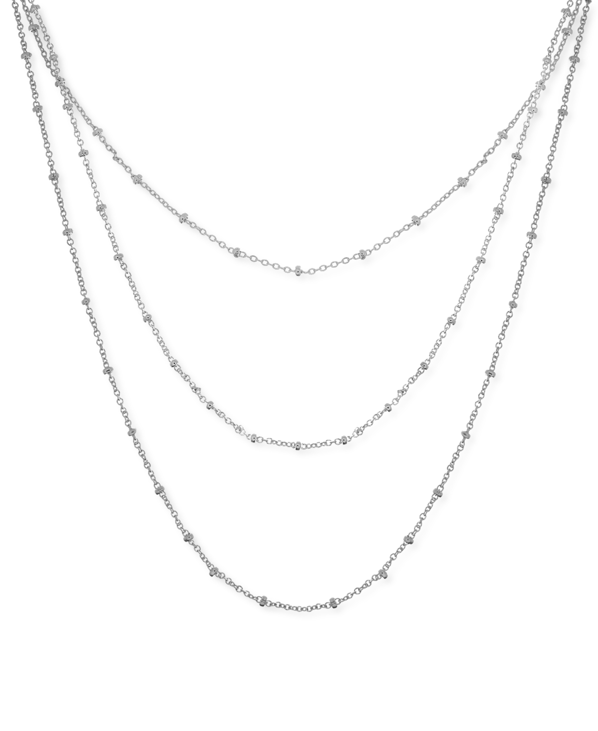 Silver Plated Beaded 18" Layered Necklace - Silver