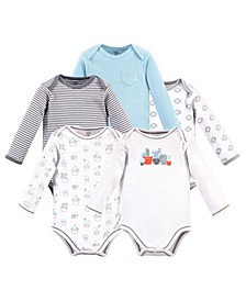 Baby Girls and Boys Cactus Long-Sleeve Bodysuits, Pack of 5