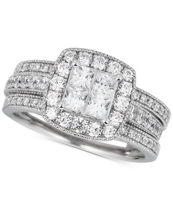 Macy's - Diamond Princess Enhancer Bridal Set (1-1/2 ct. t.w.) in 14k White Gold