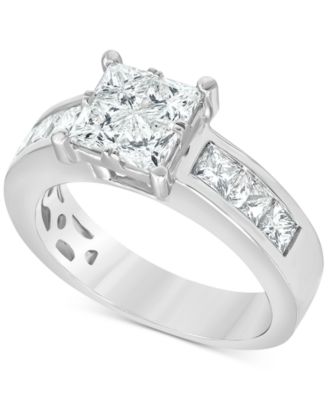 Diamond Princess Engagement Ring (2 ct. t.w.) in 14k White Gold - Macy's