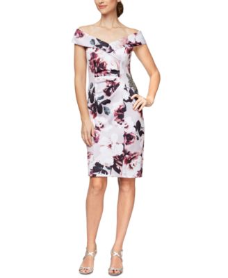 Alex Evenings Floral-Print Crepe Sheath 