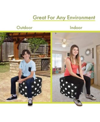 Large Polka Dot Ottoman Pouf Cube 17" x 17"