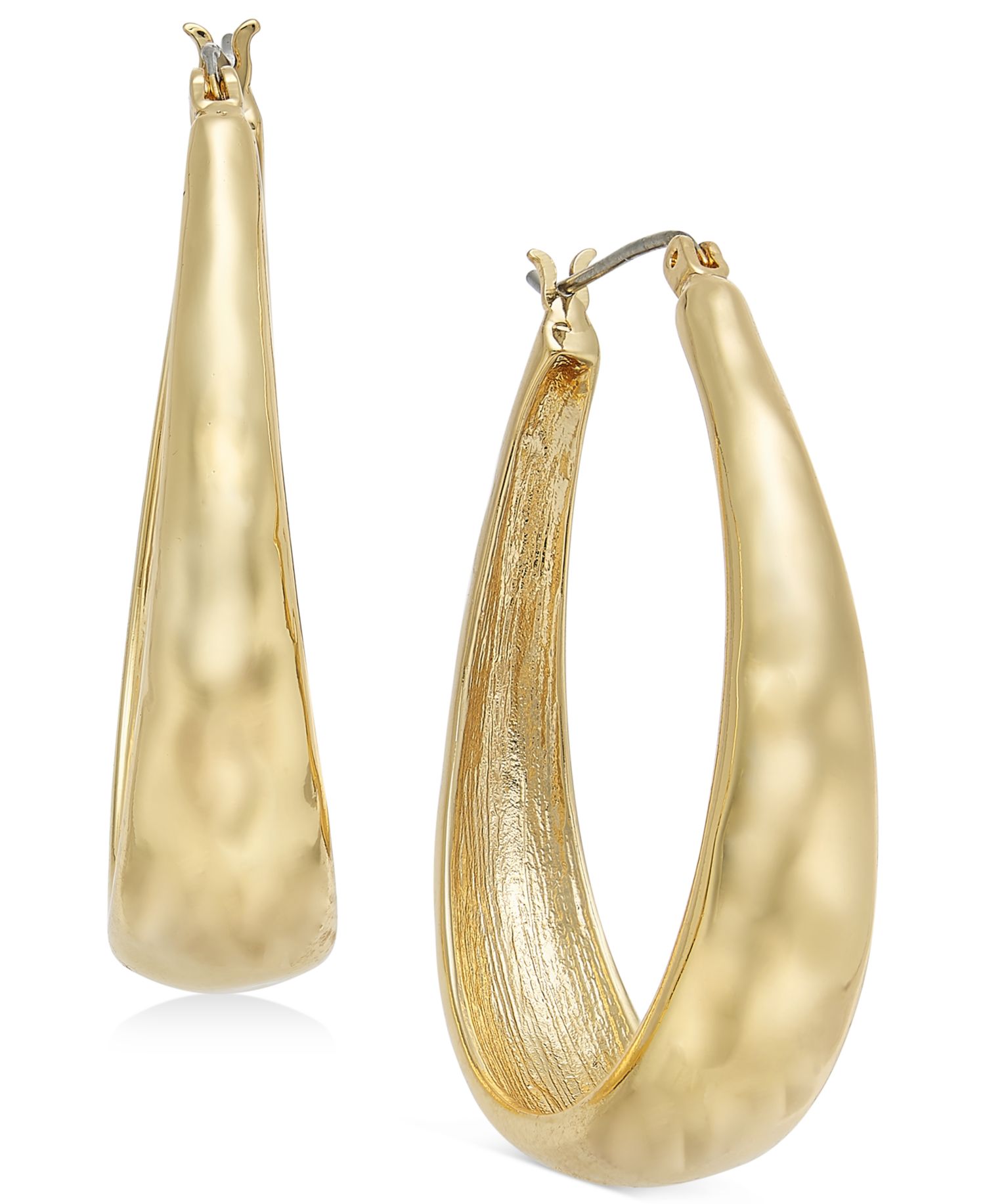 Hammered Oval Hoop Earrings