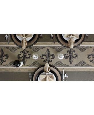 Fleur De Lis Stripe Jacquard Table Runner