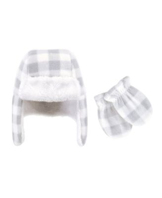 Baby Boys Hudson Unisex Fleece Ear-Flap Winter Hat and Matching Mitts