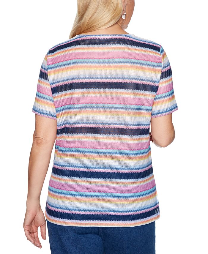 Alfred Dunner Petite Petal Pushers Striped Knit Top Macy's