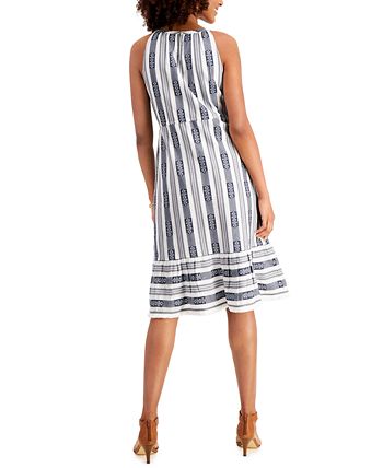 Style & Co Striped Jacquard Midi Dress, Created for Macy's - Macy's