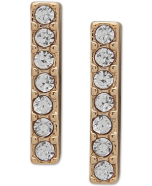 image of Dkny Gold-Tone Pave Bar Stud Earrings