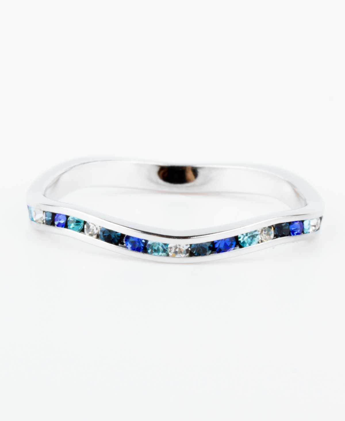 Macy's Crystal Stackable Ring In Sterling Silver In Blue,clear