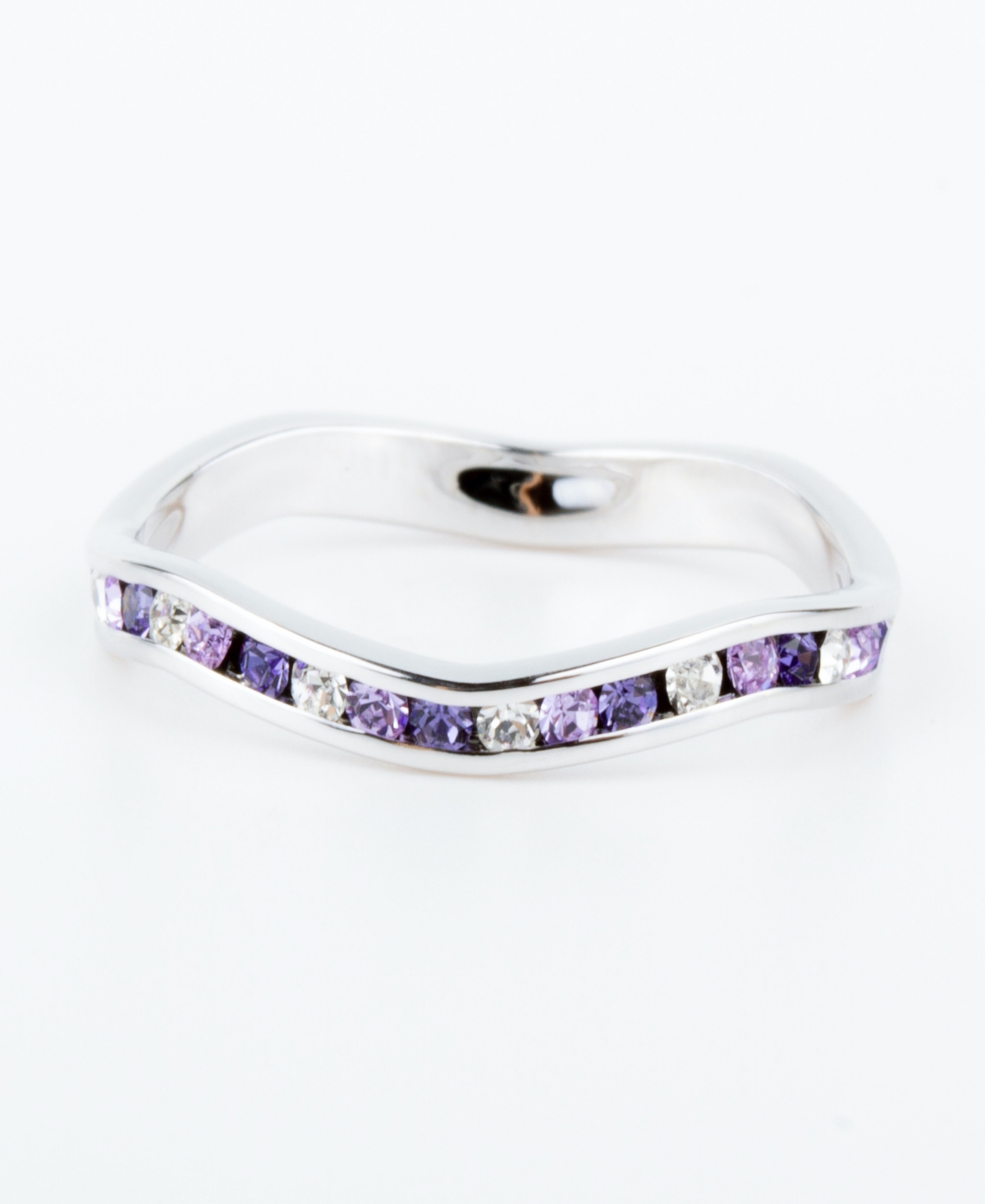 Macy's Crystal Stackable Ring In Sterling Silver In Purple,clear