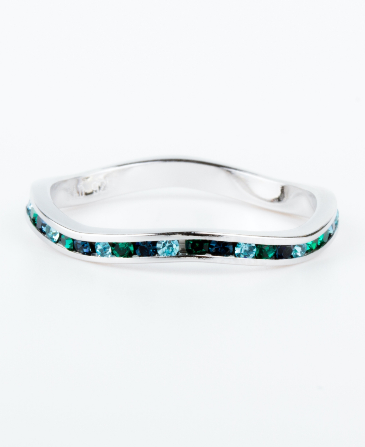 Macy's Crystal Stackable Ring In Sterling Silver In Green,clear