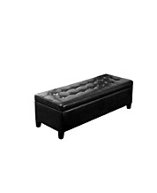 Faux Leather Ottomans Footstools, Black Faux Leather Ottoman Storage Bench