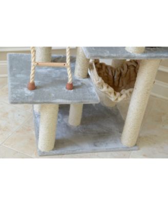 Real Wood Cat Climber Play House, A7802 Cat furniture With Playhouse, Lounge Basket