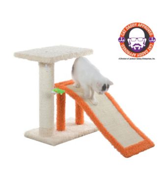 X2101 Two-Level Platform Real Wood Scratcher W Sisal Carpet Ramp