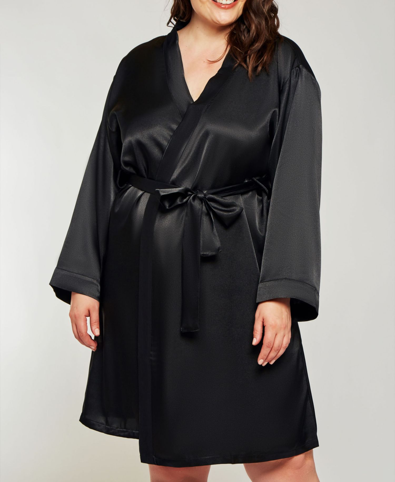 Plus Size Marina Lux Satin Robe Lingerie