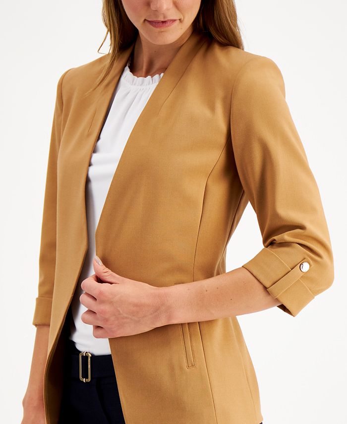 Calvin Klein Women's  Collarless Single-Snap Blazer Blue Size 4