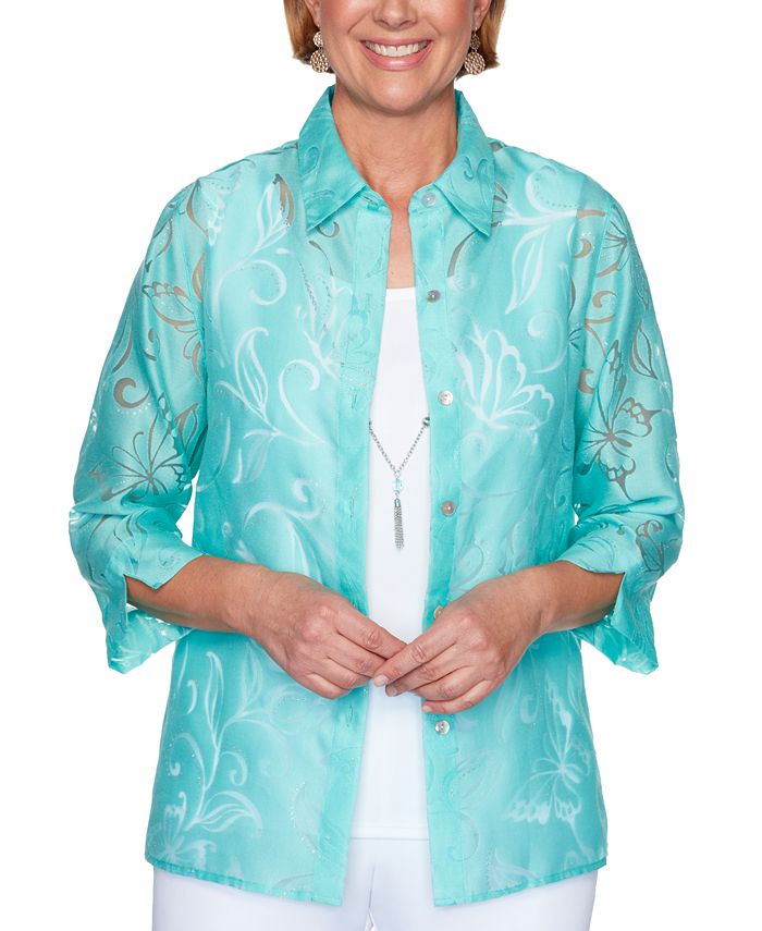 Alfred Dunner Petite Spring Lake LayeredLook Necklace Top & Reviews