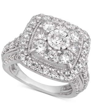 image of Certified Cluster Halo Engagement Ring (3 ct. t.w.) in 14k White Gold