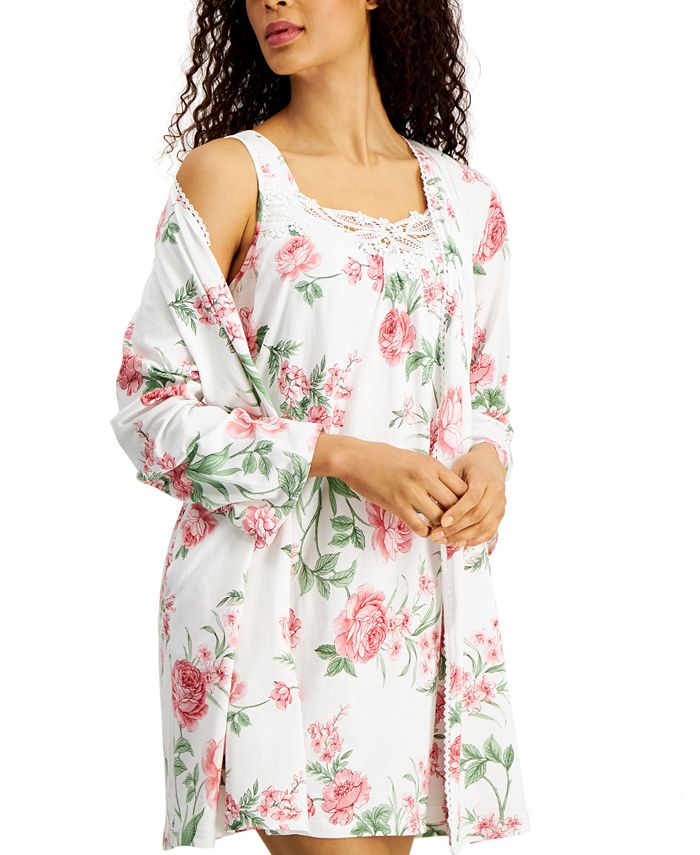 Charter Club LaceTrim Nightgown & Robe Set, Created for Macy's Macy's