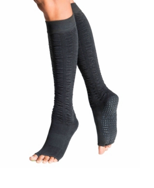 Tucketts Women's Open Toe Grip Sock for Pilates Barre Yoga Knee High