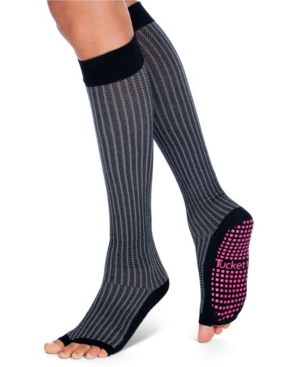 Tucketts Women's Open Toe Grip Sock for Pilates Barre Yoga Knee High
