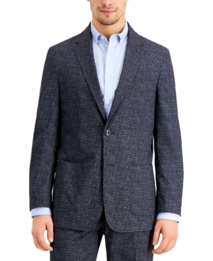 Tommy Hilfiger Thtech Men's Modern Fit Stretch Blue Perforated Suit Separate Jacket