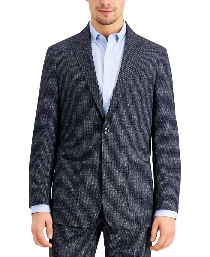 Tommy Hilfiger THTECH Men's Modern Fit Stretch Blue Perforated Suit ...